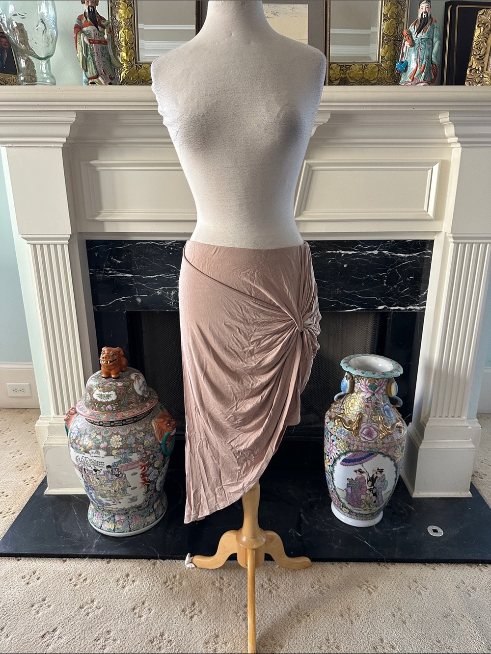 Charlotte Russe Dusty Rose Asymmetrical Knot-Front Skirt